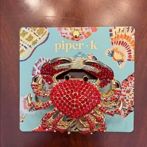 Piper K Red Crystal Crab Hair Clip
